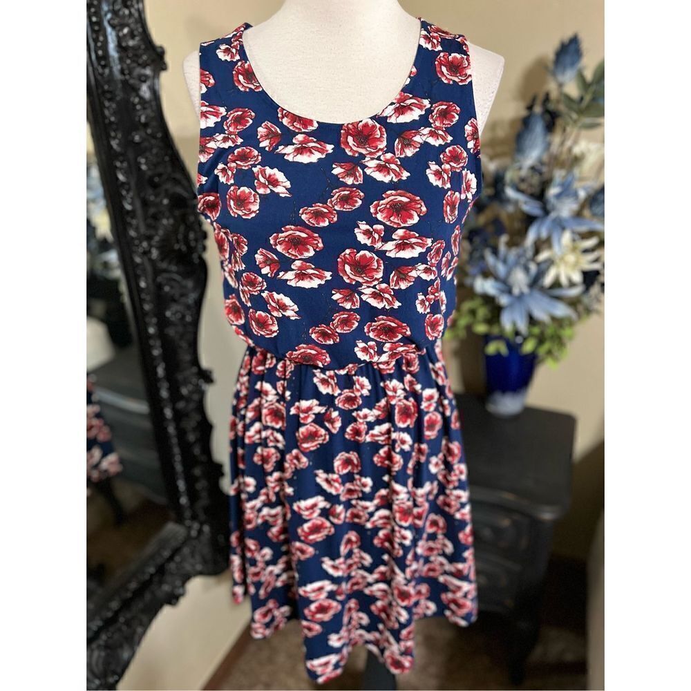 French Grey NWT L'valynn Sleeveless Floral Brushed Knit Dress Small